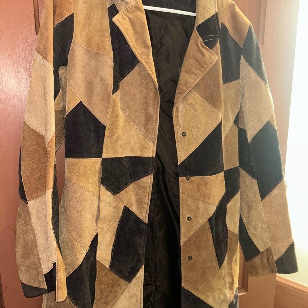 Geometric Patchwork Trench Coat